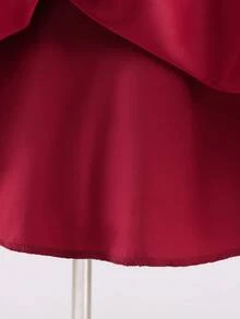 Glamorique Kids Vestido de Dama de Honra Floral para Meninas Jovens, Casamento, Florista, Adequado para Ocasiões Formais, Palco, Apresentação de Piano - Vermelho - Visão 4