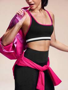 Core Rhythm Seamless Sports Yoga Tank Top/Contrast Trim/Slim Fit, Designed For Outdoor Running, Yoga, Pilates And Gym Workouts. Lightweight, Stretchy, Comfortable. Can Be Worn As A Base Layer Or Standalone, Ideal For Training Color Block Workout Set Active Wear Sports Bras