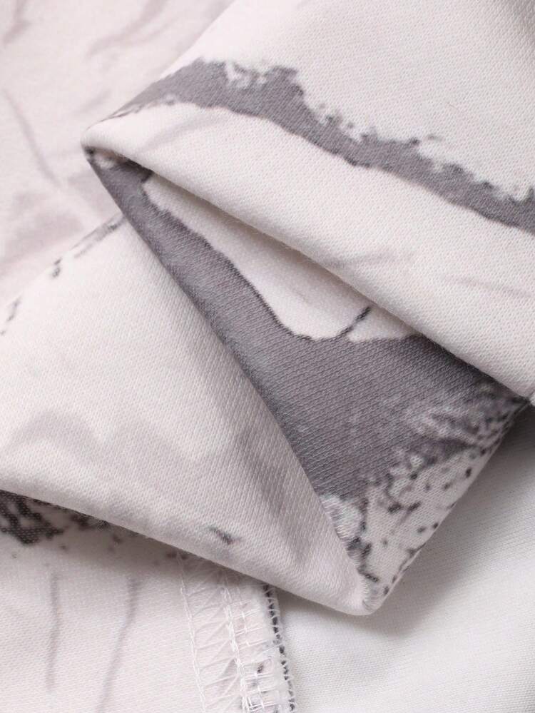 Oversized Floral Print Thermal Lined Hoodie For Men, Street Style, Autumn/Winter