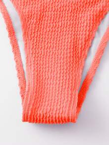 SHEIN Swim Summer Beach Textured Bikini Set Push Up Bikini Top & High Cut Bikini Bottom 2 Piece Bathing Suit - Orange - View 8
