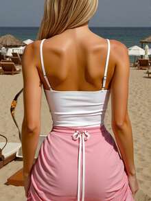 女士刺绣设计修身休闲吊带背心