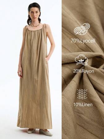 Aalyst Vestido Médio Francês Retrô Desgastado Boêmio Solto com Alça Ajustável, Verão 2025