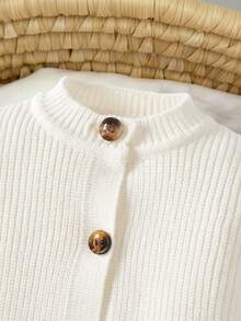 SHEIN Newborn Baby Girl Cute Knitted Jumpsuit, Footie & Hat Set, Versatile For Autumn/Winter Neutral Newborn Outfit Newborn Knit Romper Newborn Neutral Baby Clothes Newborn Sweater Outfit Newborn Knit Outfit - Apricot - View 3