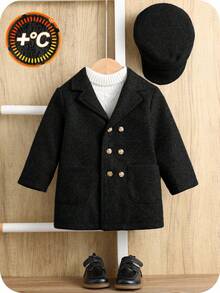 SHEIN 买一送一 男婴两件套加厚灰色羊毛大衣，黑色 - 黑色 - 查看 5