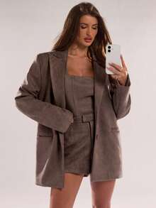 SHEIN BAE Pantalones cortos casuales de unicolor versátiles y de moda para mujer