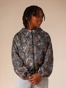 SUMWON Tween Boys Camo Windbreaker Jacket With Hood And Zip Closure Winter Fall Outdoor Casual Vacation - Multicolor - View 1