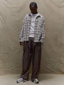 Musero Relaxed Tailored Checked Long Sleeve Shirt Spring Summer Vacation Holiday Smart Streetstyle - White - View 4