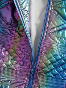 ROMWE MEN Street Life 男士激光肩部前卫拉链连帽长袖外套，冬季外套 - 紫色 - 查看 6