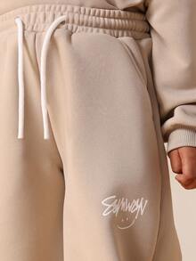 SUMWON 女童长袖运动衫和慢跑裤搭配套装，适合日常休闲穿着 - 杏色 - 查看 8