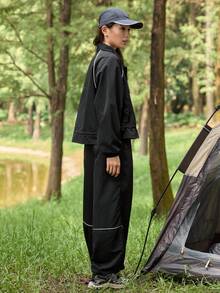 In My Nature Women's Drawstring Waist Jacket And Pants Outdoor Suit Camping Clothes Hiking Clothes Women Set Camping Clothes Women Breathable Pants