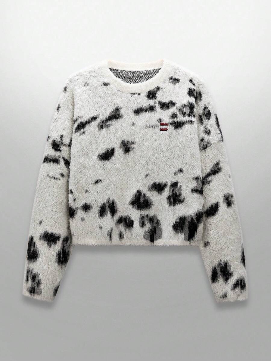 NEON BLANC Áo len cổ tròn dáng rộng cho nam, phù hợp cho mùa thu/đông - Đen và trắng - Xem 1