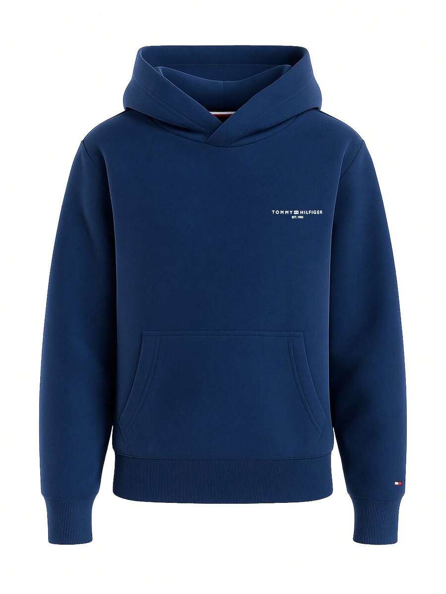 Tommy Hilfiger Signature Tape Logo Unisex Hoody Dark Blue - Navy Blue - View 1