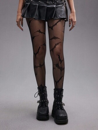 Goth Spider Web Pattern Mesh Tights, Halloween