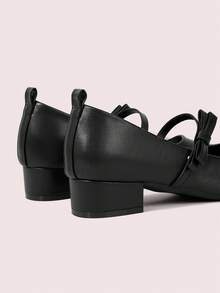 CUCCOO DOLLMOD Women's Black French Mary Jane Shoes, New Fairy Style Bow Decor Elegant Slip-On Flats - Black - View 9