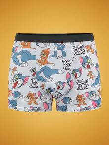 TOM & JERRY X SHEIN 3pcs Men's Cartoon Letter Print Contrast Waist Comfortable Boxer Briefs Cute Boxers Men Boxers Pack Graphic Boxers - Multicolor - View 3