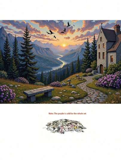 1000/500/300Pcs Adult Puzzle, Mountain Sunset Puzzle, Improves Mood And Memory, Enhances Thinking And Operational Ability, Challenging Puzzle For Game Nights