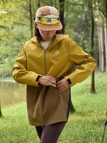 In My Nature 女士户外防水夹克，适合露营、徒步旅行、运动和城市通勤，色块设计 - 棕色 - 查看 9