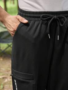 In My Nature 女式字母印花户外运动裤、慢跑裤 - 黑色 - 查看 5