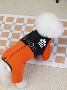 PETSIN 柔软加厚宠物连体衣 – 可爱的四脚抓绒睡衣，适合小型犬猫，秋冬季舒适玩耍和放松的服装