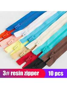 10 Pcs Resin Closed-End Zippers – Short Zippers For Clothing Pockets, Pencil Cases, Bags & Collars, DIY Handicraft Sewing Tools - 3# Resin Zipper - View 1