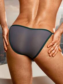 WENEZON 男士罗纹性感低腰三角裤，男士内裤，适合情侣约会，情侣礼物 - 灰色 - 查看 4