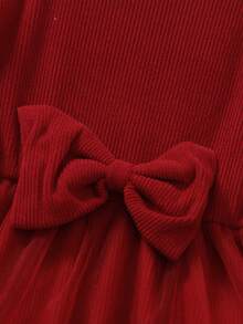 SHEIN Toddler Girls' Cute & Elegant Long Sleeve Mesh Dress, Soft & Comfortable Fabric Suitable For Parties, Weddings, Outings, Photoshoots, Autumn/Winter