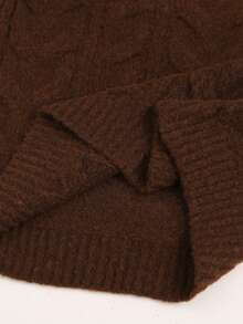 SHEIN Franclia 女士锈棕色高领拉链休闲日常毛衣，羊毛混纺