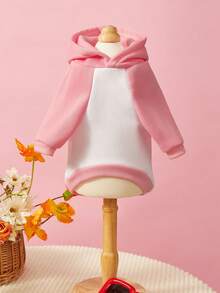 PETSIN 1 pieza Sudadera con capucha para mascotas con estampado de carta de cereza con lazo rojo para el Día de San Valentín, de patchwork rosa, blanco, gruesa y cálida para otoño e invierno, a prueba de viento para el hogar