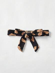 SHEIN Young Girls' Knitted Crew Neck Patchwork Leopard Print Casual Dress, Jacquard Leopard Print Long Sleeve Dress, Suitable For Autumn/Winter - Multicolor - View 3