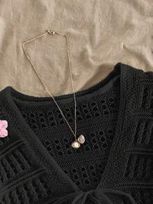 Travachic 女士休闲轻便开衫，适合夏季旅行，花卉装饰 - 黑色 - 查看 4