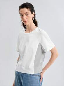 Aalyst Women's Casual Striped Splicing Short Sleeve T-Shirt, Summer