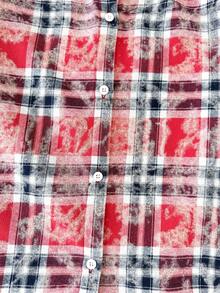 SHEIN Tween Girls Red Plaid Long Polyester Shirt Blouse With Drop Shoulder Sleeves And Asymmetrical Hem Everyday Casual Style Blouse - Red - View 10