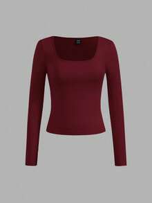 SHEIN EZwear 3件套休闲纯色百搭圆领修身女式T恤，秋冬季 - 彩色 - 查看 8