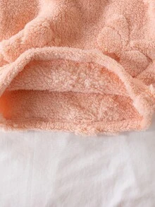 Genkimix Kids 2pcs/Set Young Girl' Cute & Simple Comfortable Knit Round Neck Fluffy Pink Long Sleeve Top And Pants Pajama Set With Bow Pattern - Coral Orange - View 5