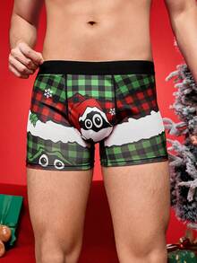 Notgurli Christmas Colorblock Plaid Funny Streetwear Boxer Briefs, Comfortable Men's Underwear, Unique Christmas Gifts - Multicolor - View 4