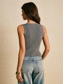 Poéselle Women's Summer French Casual Solid Color Sleeveless Knit Top Simple Vest Open Cardigan Vest Hem Slit Vest Summer V-Neck Vest Vacation Cardigan Holiday Top V-Neck Asymmetrical Hem