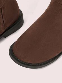 CUCCOO DOLLMOD Women's Mid-Calf Boots, Pleated Fashion Slim Slouchy Boots, Thick Sole - Brown - View 8