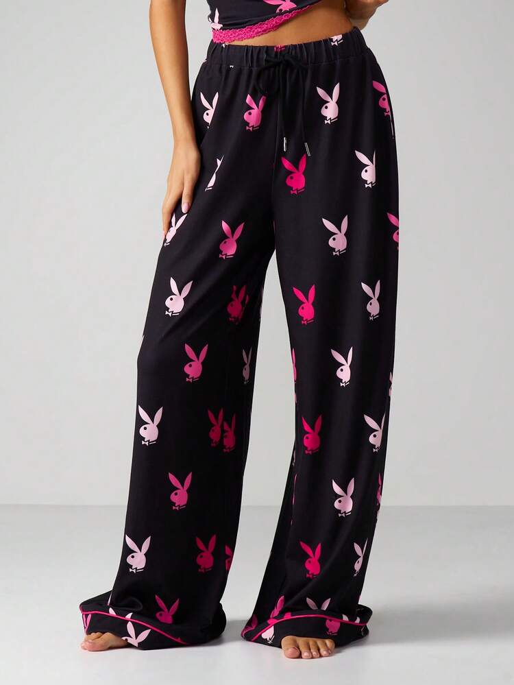 Missguided x Playboy Christmas Bunny Lace Trim Pajama Set