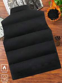 Manfinity Homme 加大码男士拉链保暖无袖加厚背心，适合秋冬季节穿着，立领黑色背心，街头服饰，适合日常休闲穿着、周末郊游、户外活动、旅行和轻松的工作环境，是送给男友或丈夫的理想礼物。 - 黑色 - 查看 2