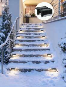 4pcs/8pcs/12pcs/16pcs Solar Lights 1 LED Wall Lamp Set, Black Shell, Warm White/White Light, Outdoor Garden Wall Fence Pathway Landscape Stairway Solar Lights - Black - View 1