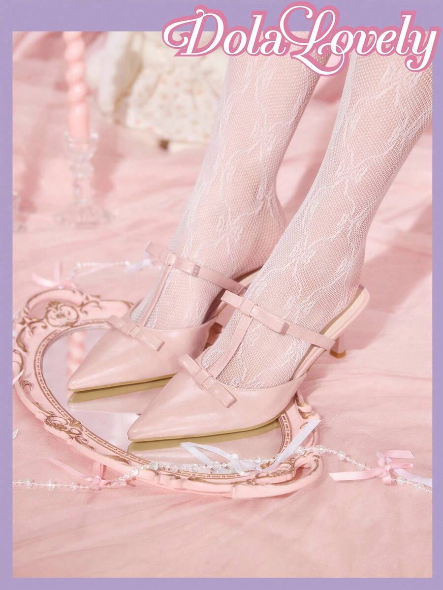 Dola Lovely Women's Fashionable Red Thin Strap Pointed Toe High Heels - Pink - View 1