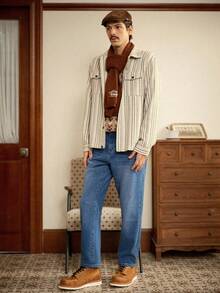 RivetRise Quần Jeans Denim Thêu Giặt Thường Ngày Cho Nam - Rửa trung bình - Xem 2