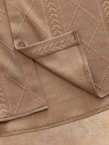 HIMLAND 男士几何纹理长袖单排扣衬衫和抽绳腰裤休闲西装 - 棕色 - 查看 11