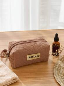 1/2/3 Pcs New Oxford Cloth Makeup Bag With High Value, Large Capacity, Portable And Convenient Travel Wash And Storage Bag, Handbag With Heart Pattern For Cosmetics Storage - Baby Pink - View 6