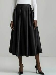 Ontre 2025 现代都市风格，女士百褶 A 字裙，百搭高腰裙，适合日常穿着、派对、商务、秋季