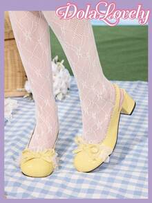 Dola Lovely Bow Decor Mary Jane Elegant High Heel Shoes