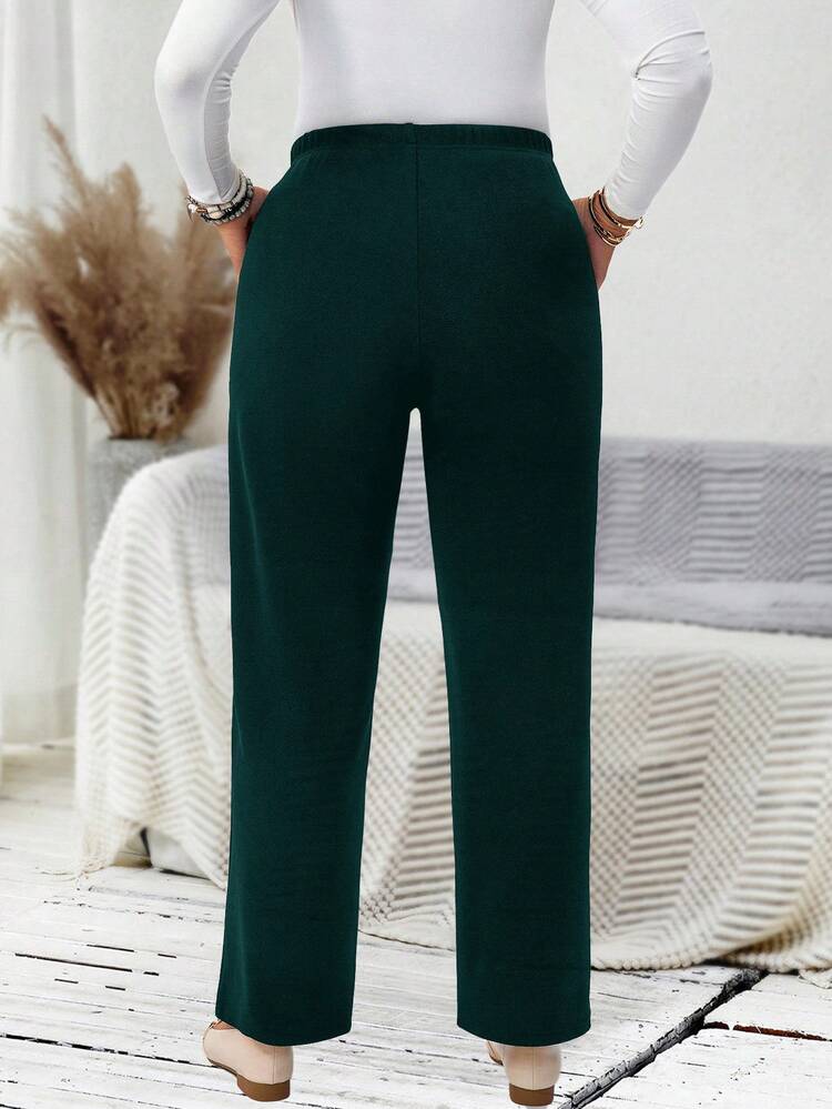 Plus Size Women Fall/Winter Casual Daily Long Pants With Pockets,Autumn/Winter,Going Out,2025 New,Simple And Fashionable For Everyday Wear, Plus Size Winter, Christmas For Women, New Year,Thanksgiving For Women