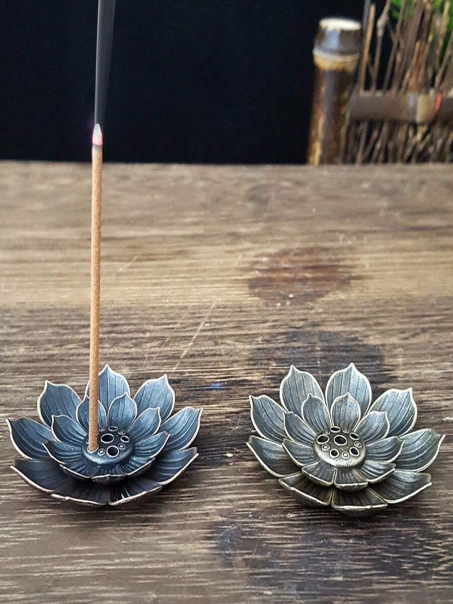 1 Peça Mini Queimador de Incenso de Lótus de 2 Níveis, Adequado para Meditação, Zen, Yoga, Lazer, Exterior, Spa, Decoração Artesanal, Acessório de Sala de Chá, Base para Suporte de Incenso em Linha - Multicolorido - Visão 1