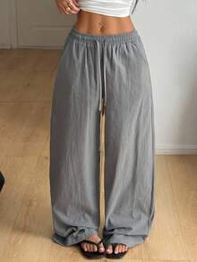 Coolane Women's Summer Country Concert Going Out Beach Outfits Boho Basic Minimalist Washed 100%Cotton White Pants Curved Hem Pants,Fall