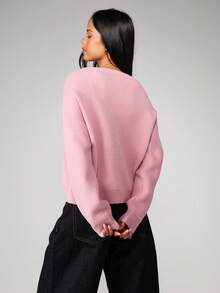 MISSGUIDED Christmas Holiday Jacquard Knit Sweater With Naughty List Script Winter Pullover - Pink - View 2